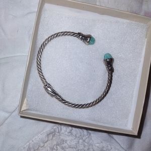 Beautiful Blue Green Sterling Silver Chalcedony Bracelet